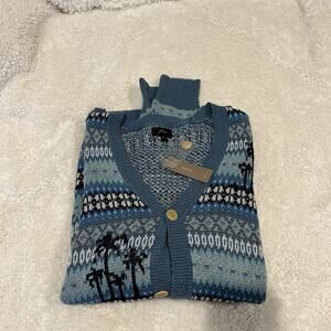 NWT J Crew‎ Women’s Open Front Knit Crochet Cardigan 50% Linen 50% Cotton Size M